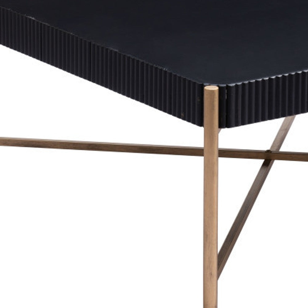 Black & Gold Solid Wood & Steel Square Coffee Table image 6
