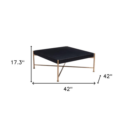 Black & Gold Solid Wood & Steel Square Coffee Table image 7