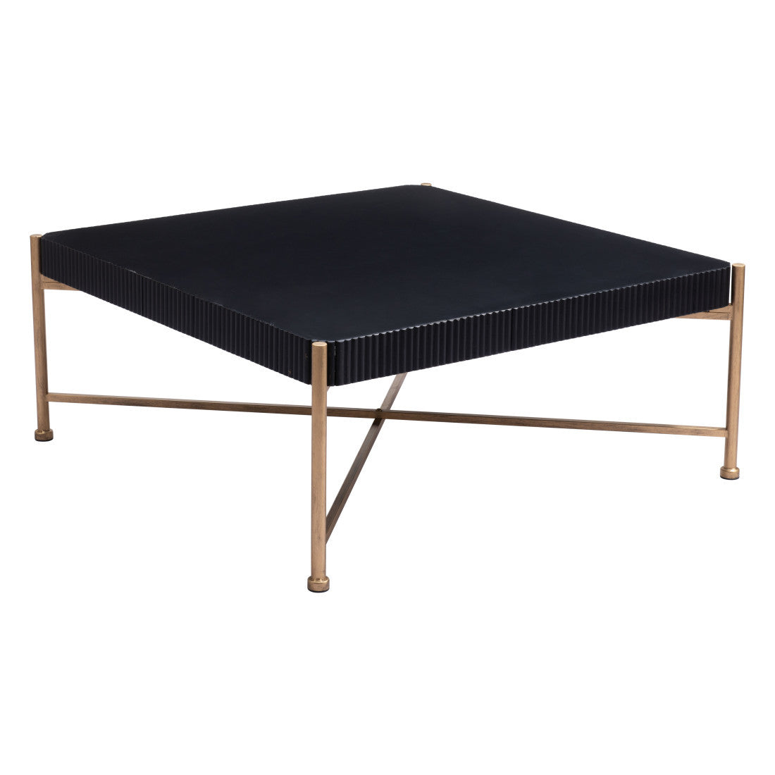 Black & Gold Solid Wood & Steel Square Coffee Table image 4