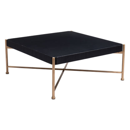 Black & Gold Solid Wood & Steel Square Coffee Table image 4
