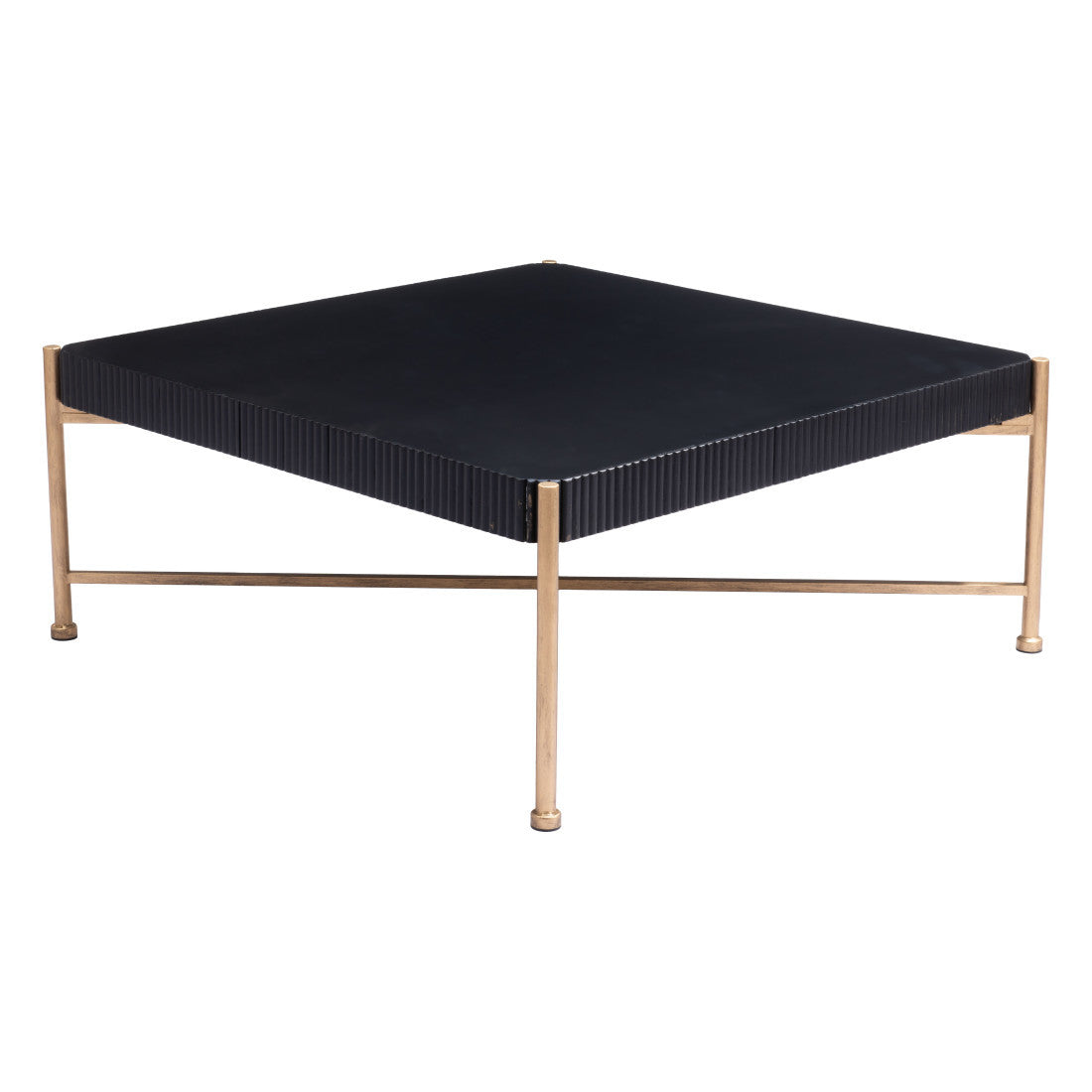 Black & Gold Solid Wood & Steel Square Coffee Table image 5