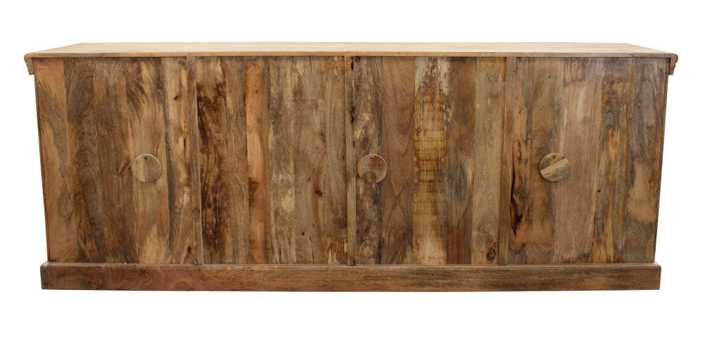 White Solid Wood Distressed Sideboard w/ 6 Glass Doors