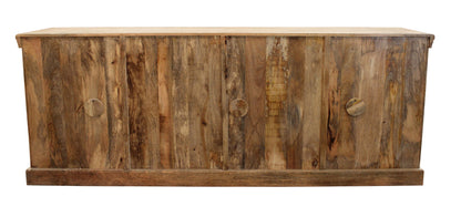 White Solid Wood Distressed Sideboard w/ 6 Glass Doors
