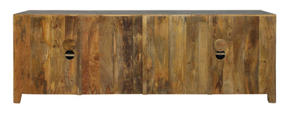 Dark Grey Carved Floral Distressed Solid Wood Media Console