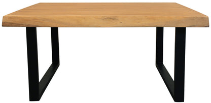 Natural & Black Solid Wood & Iron Square Distressed Coffee Table image 3