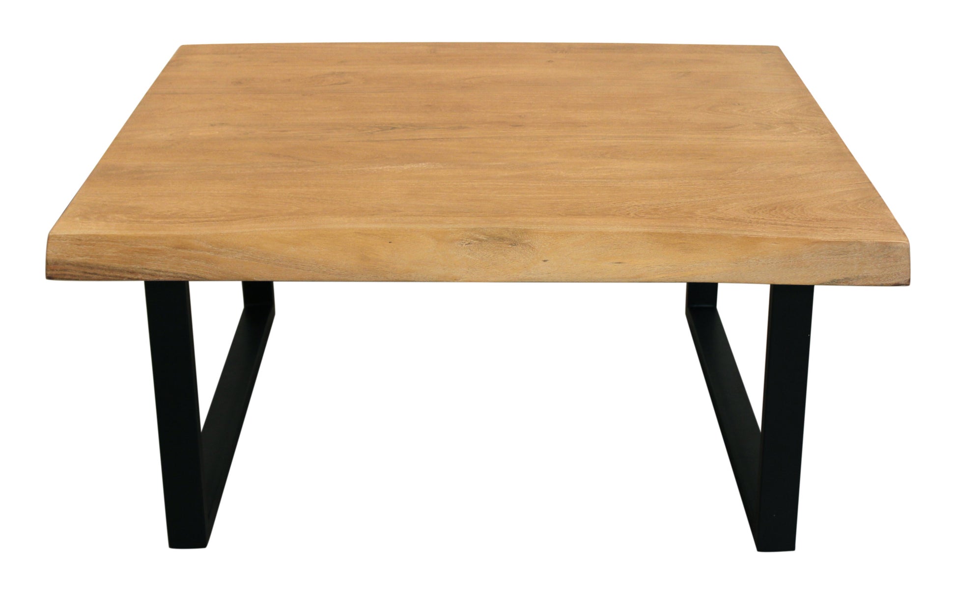 Natural & Black Solid Wood & Iron Square Distressed Coffee Table image 4