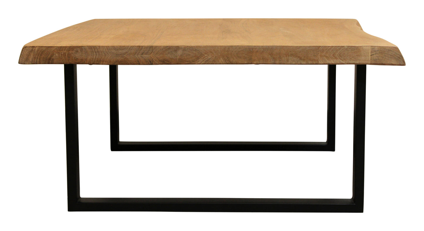 Natural & Black Solid Wood & Iron Square Distressed Coffee Table image 5