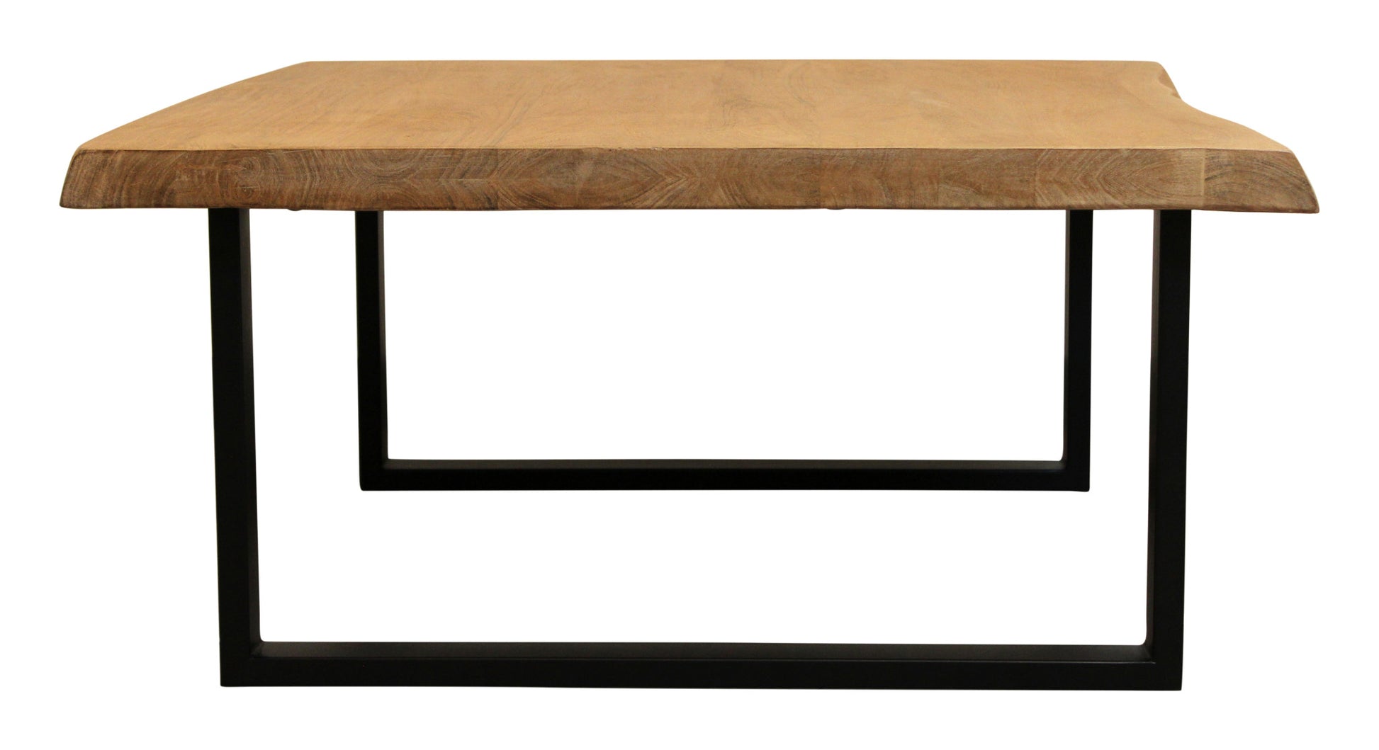 Natural & Black Solid Wood & Iron Square Distressed Coffee Table image 5