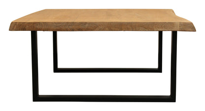 Natural & Black Solid Wood & Iron Square Distressed Coffee Table image 5
