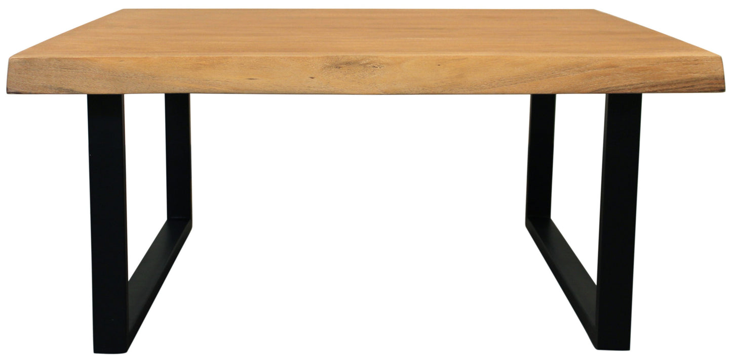 Natural & Black Solid Wood & Iron Square Distressed Coffee Table image 7