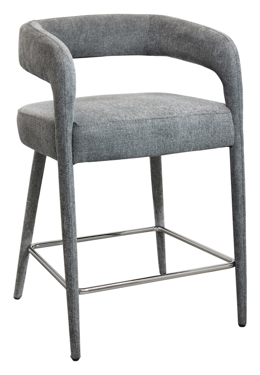 Gray Metal & Fabric Low Back Counter Height Bar Chair