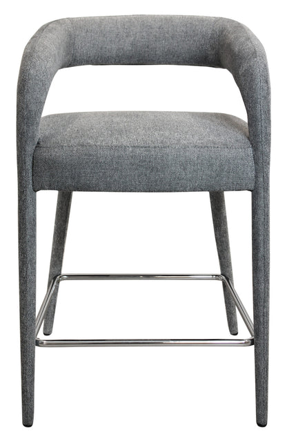 Gray Metal & Fabric Low Back Counter Height Bar Chair