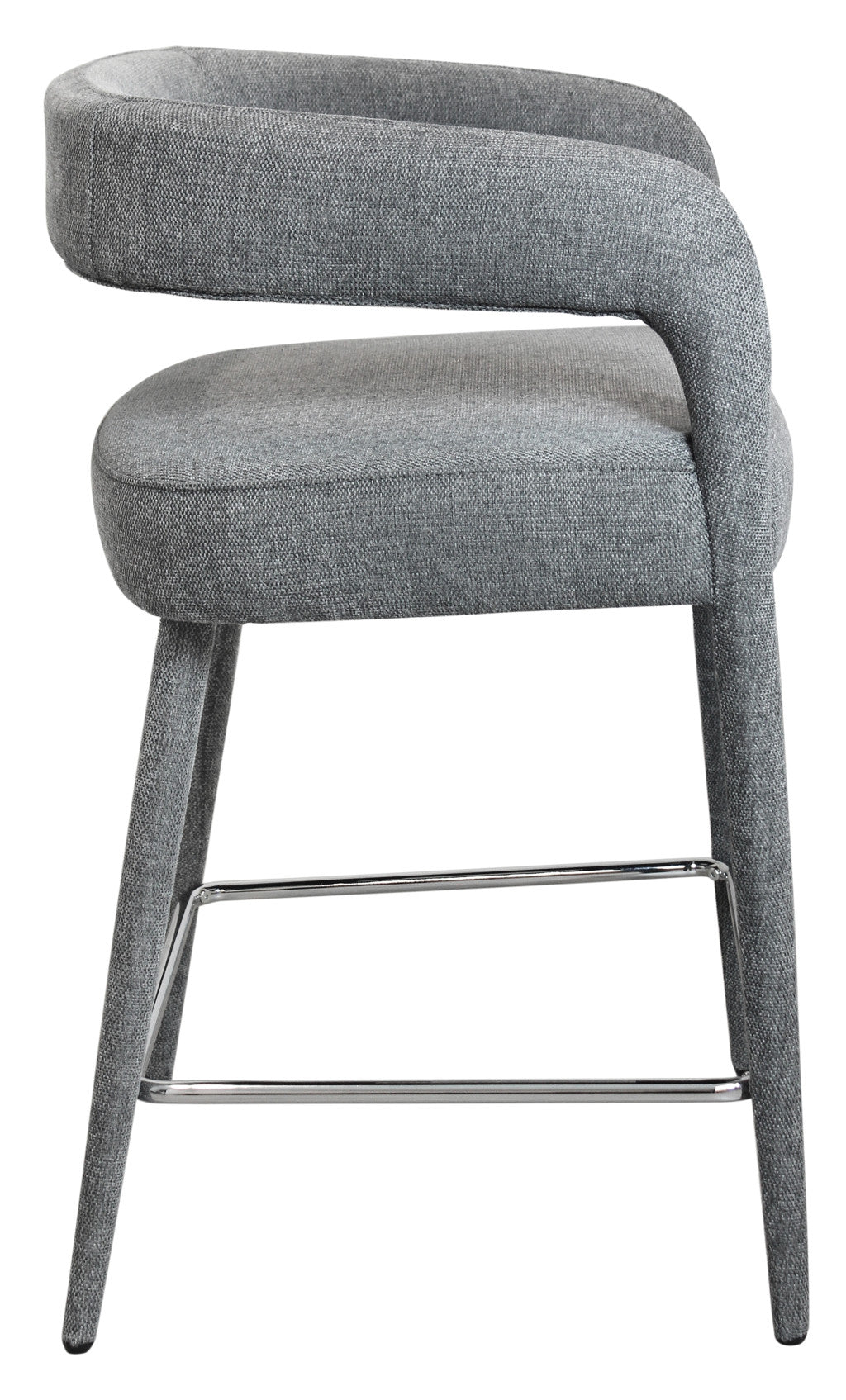 Gray Metal & Fabric Low Back Counter Height Bar Chair