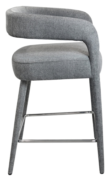 Gray Metal & Fabric Low Back Counter Height Bar Chair