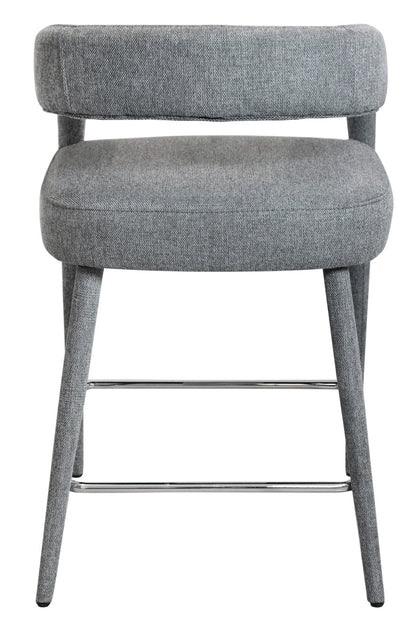 Gray Metal & Fabric Low Back Counter Height Bar Chair