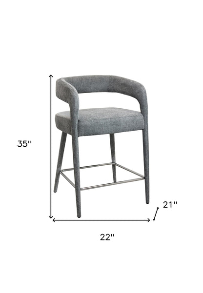 Gray Metal & Fabric Low Back Counter Height Bar Chair