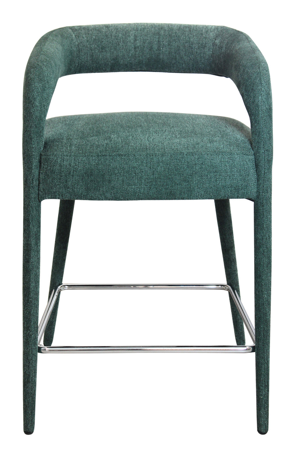 Teal Blue Metal & Fabric Low Back Counter Height Bar Chair