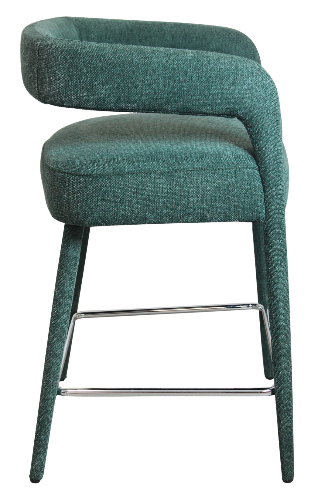 Teal Blue Metal & Fabric Low Back Counter Height Bar Chair
