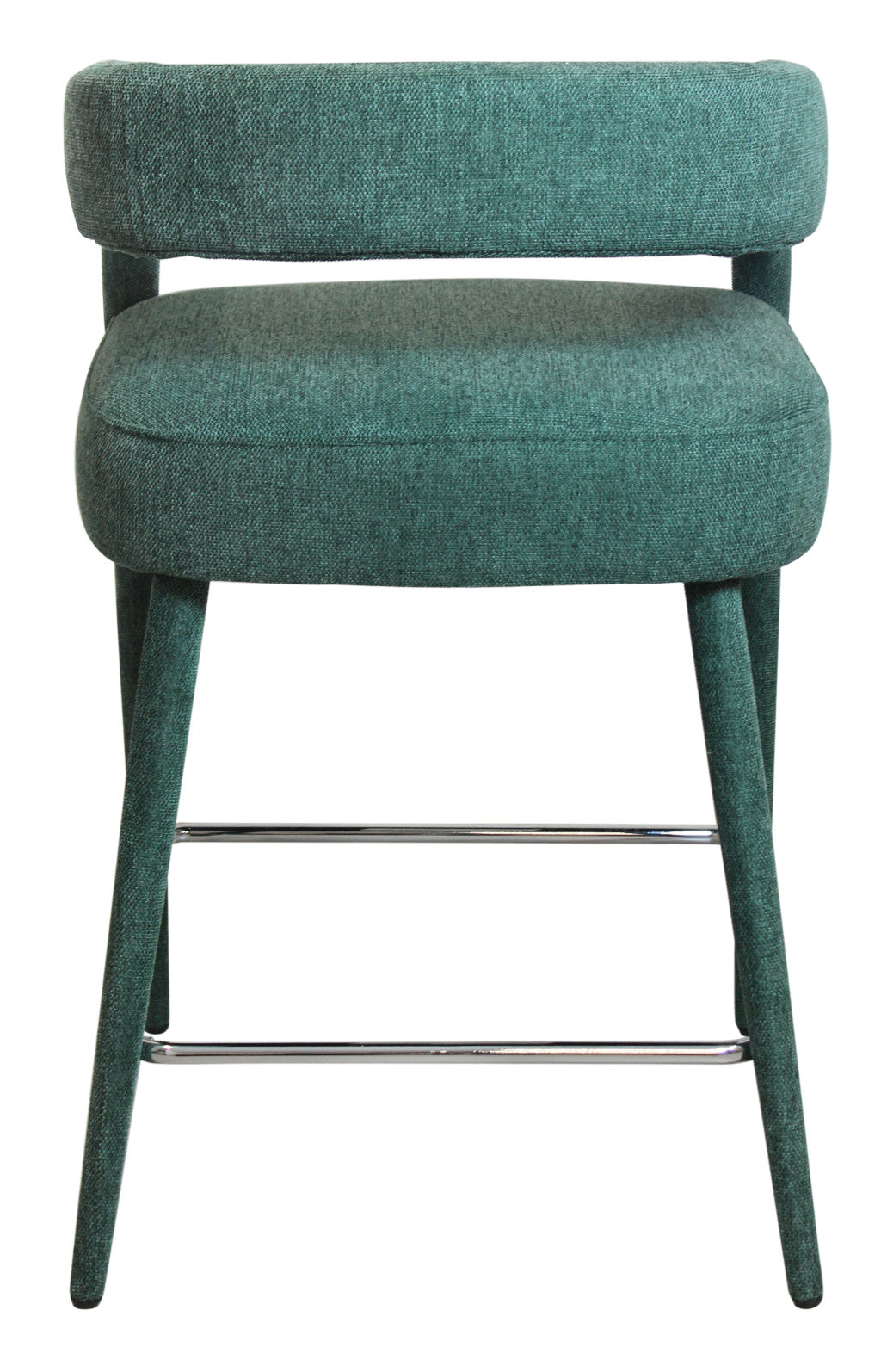 Teal Blue Metal & Fabric Low Back Counter Height Bar Chair