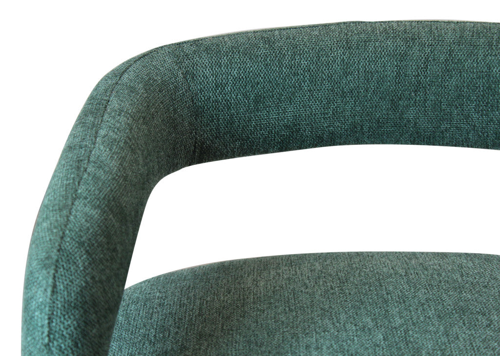 Teal Blue Metal & Fabric Low Back Counter Height Bar Chair