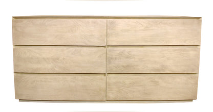 Natural Solid Wood Six Drawer Double Dresser image 3