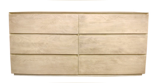 Natural Solid Wood Six Drawer Double Dresser image 3