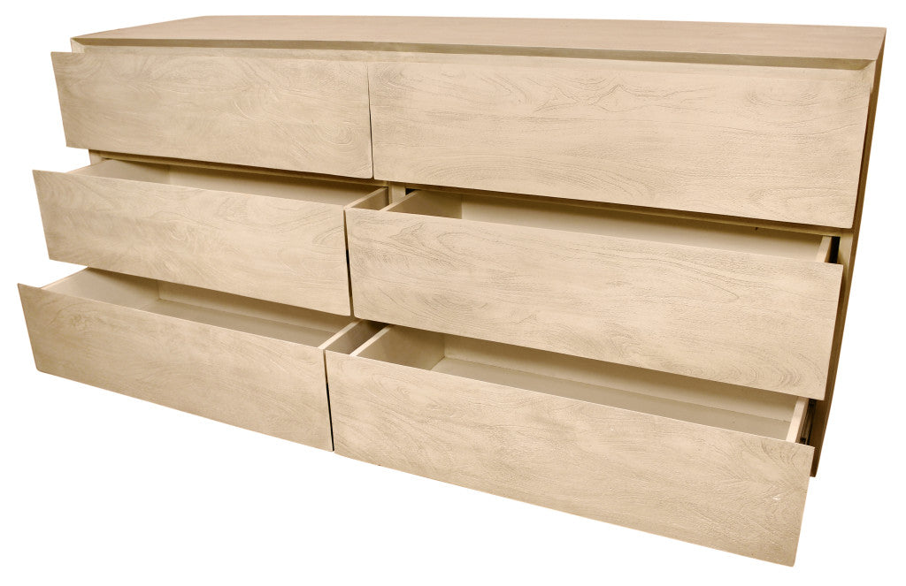 Natural Solid Wood Six Drawer Double Dresser image 2