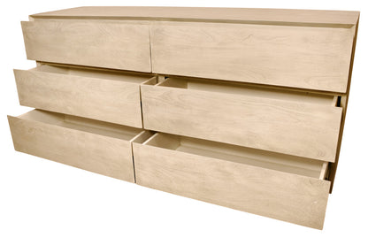 Natural Solid Wood Six Drawer Double Dresser image 2