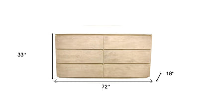 Natural Solid Wood Six Drawer Double Dresser image 8