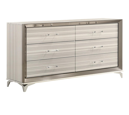 White And Silver Wood Six Drawer Double Dresser image 5