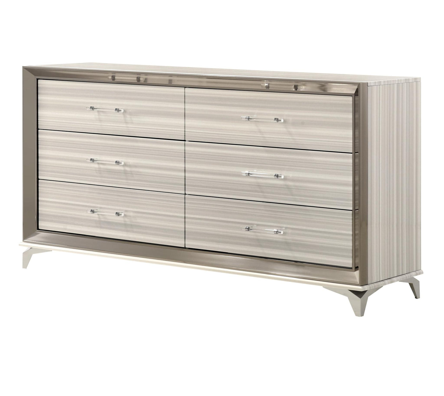 White And Silver Wood Six Drawer Double Dresser image 6