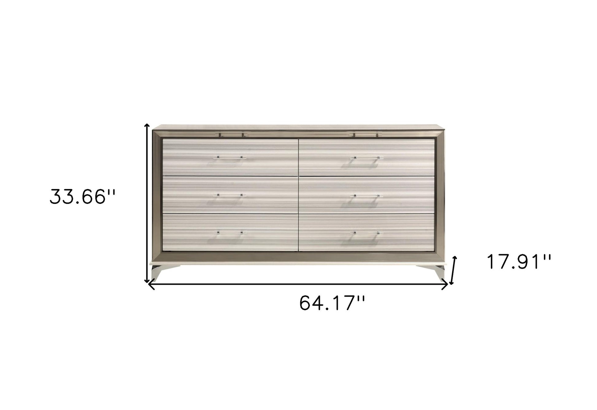 White And Silver Wood Six Drawer Double Dresser image 7