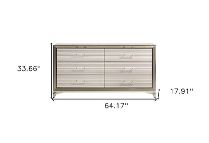 White And Silver Wood Six Drawer Double Dresser image 7