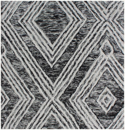 8 x 10 Black & Ivory Wool Geometric Hand Tufted Non Skid Rug