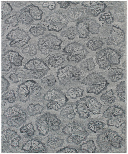 9 x 12 Silver Floral Hand Tufted Non Skid Rug