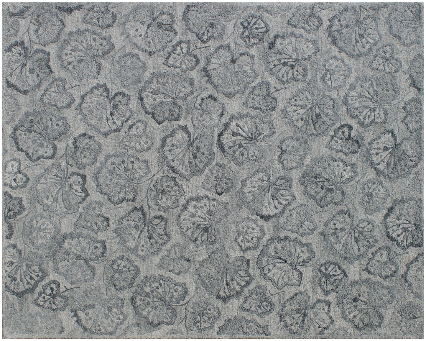9 x 12 Silver Floral Hand Tufted Non Skid Rug
