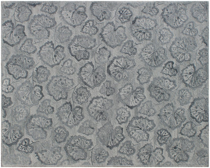 9 x 12 Silver Floral Hand Tufted Non Skid Rug