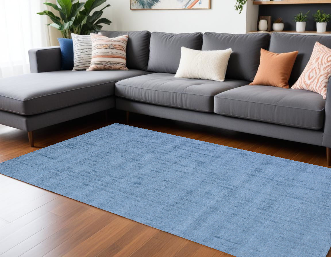 9 x 12 Denim Blue Hand Loomed Rug