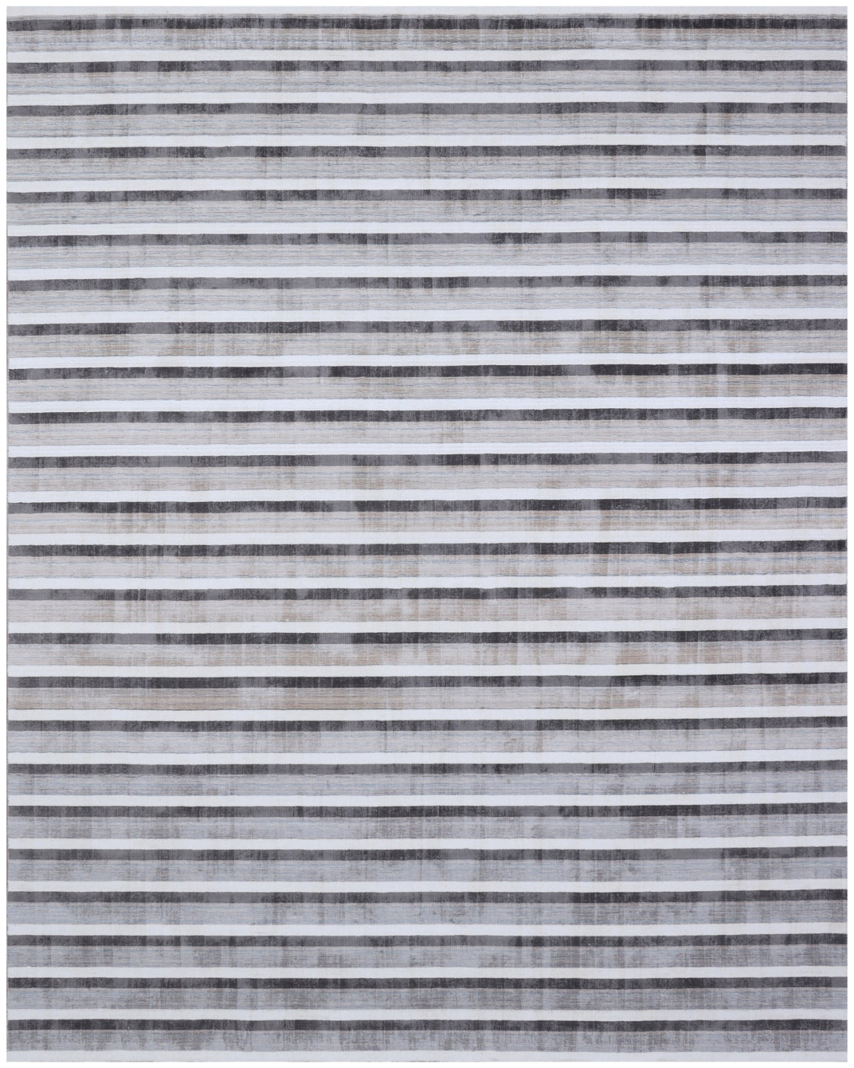 9 x 12 Brown & Ivory Striped Hand Loomed Rug