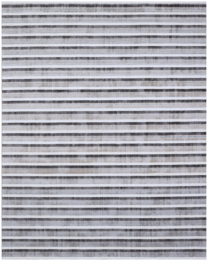 9 x 12 Brown & Ivory Striped Hand Loomed Rug