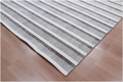 9 x 12 Brown & Ivory Striped Hand Loomed Rug