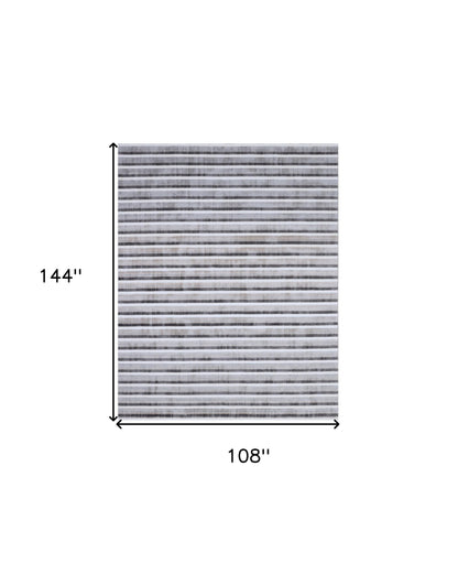 9 x 12 Brown & Ivory Striped Hand Loomed Rug