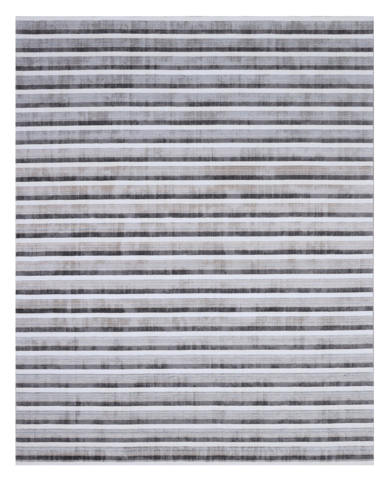 9 x 12 Brown & Ivory Striped Hand Loomed Rug