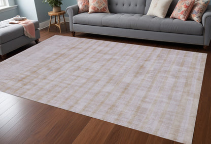 9 x 12 Camel Striped Hand Loomed Rug