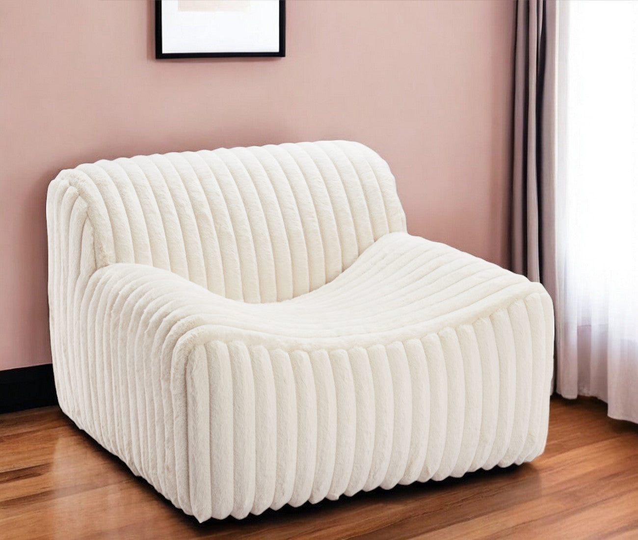 Cream Faux Fur Lounge Chair