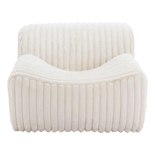 Cream Faux Fur & Upholstered Tufted Lounge Chair
