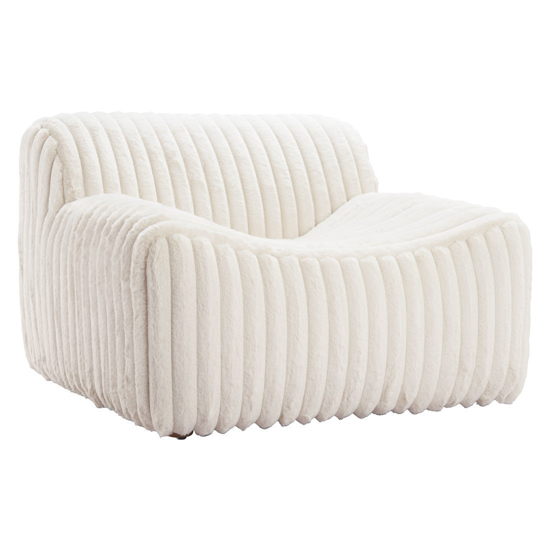 Cream Faux Fur & Upholstered Tufted Lounge Chair