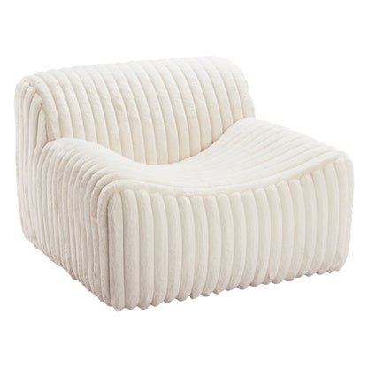 Cream Faux Fur & Upholstered Tufted Lounge Chair