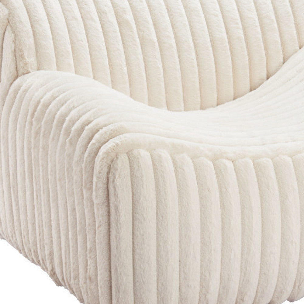 Cream Faux Fur & Upholstered Tufted Lounge Chair