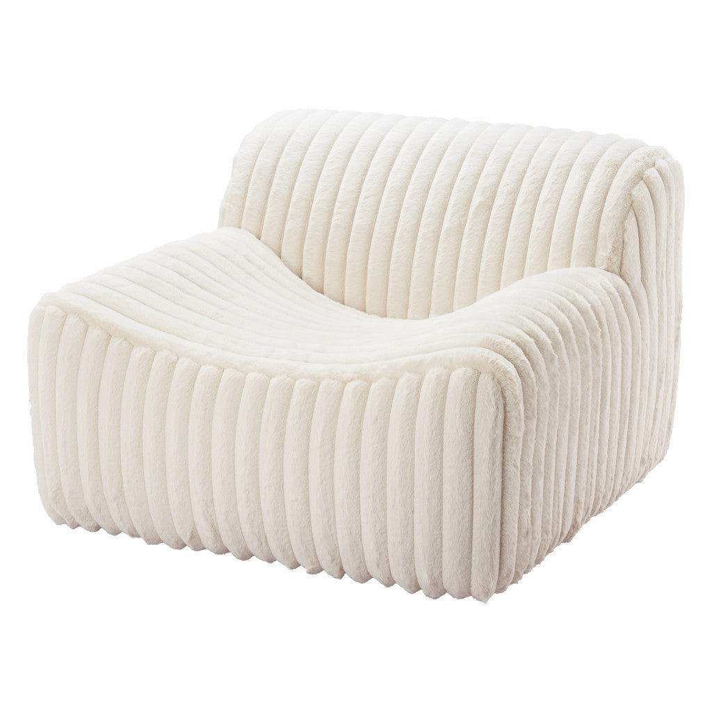 Cream Faux Fur & Upholstered Tufted Lounge Chair